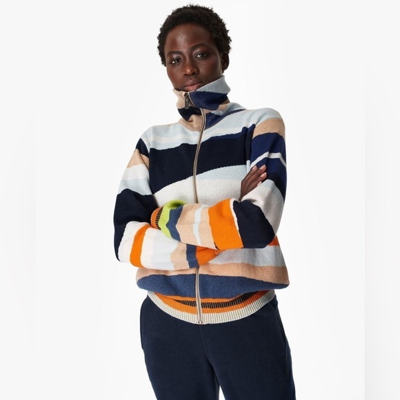 SWEATY BETTY Terrain Full Zip Jacquard knit Sweater cardigan jacket - Picture 3 of 12